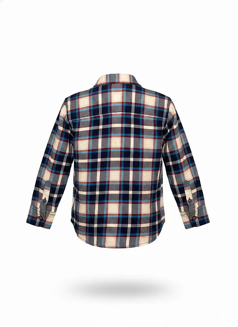 Camisa de Franela Escocesa Carter's – Azul, Rojo y Crema (Talla 3T)