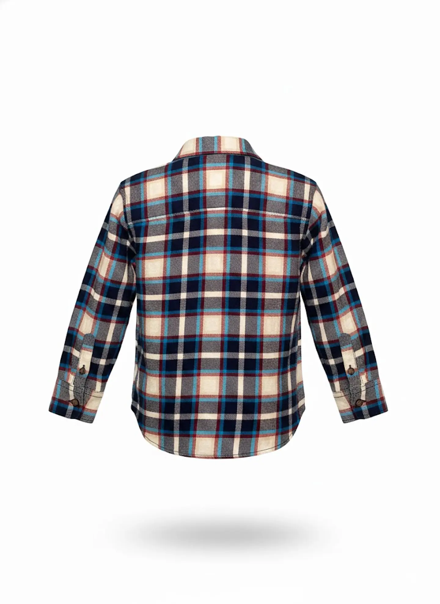 Camisa de Franela Escocesa Carter's – Azul, Rojo y Crema (Talla 3T) 2