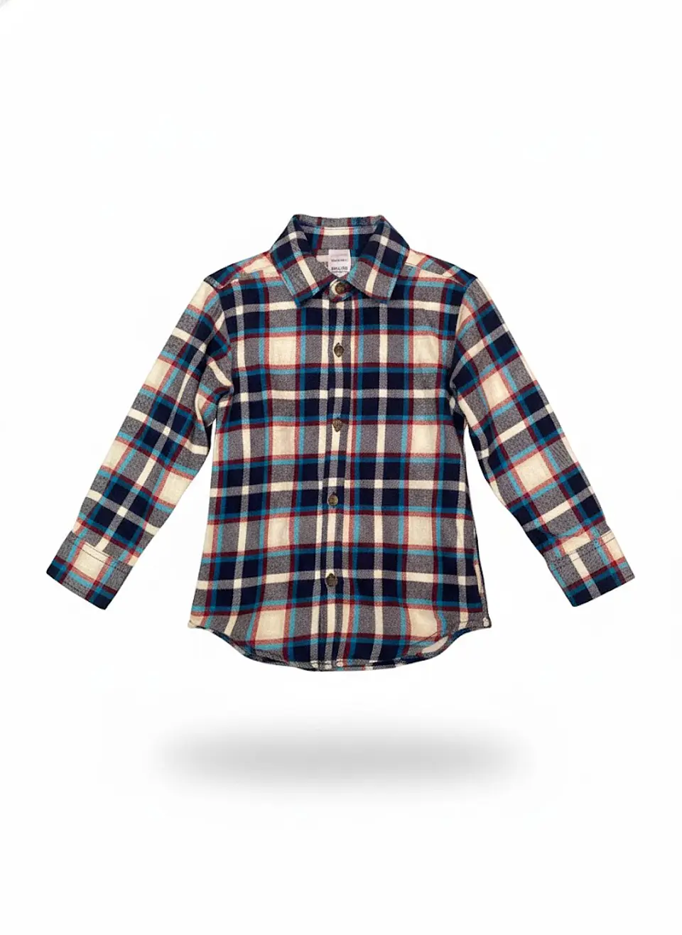 Camisa de Franela Escocesa Carter's – Azul, Rojo y Crema (Talla 3T) 1