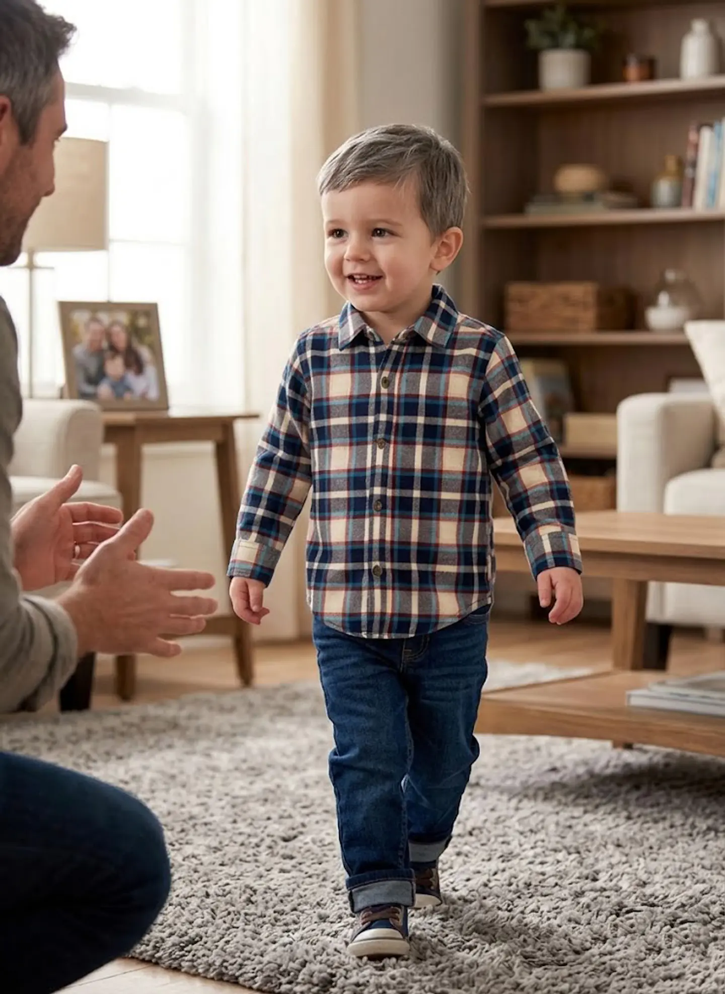 Camisa de Franela Escocesa Carter's – Azul, Rojo y Crema (Talla 3T) 3