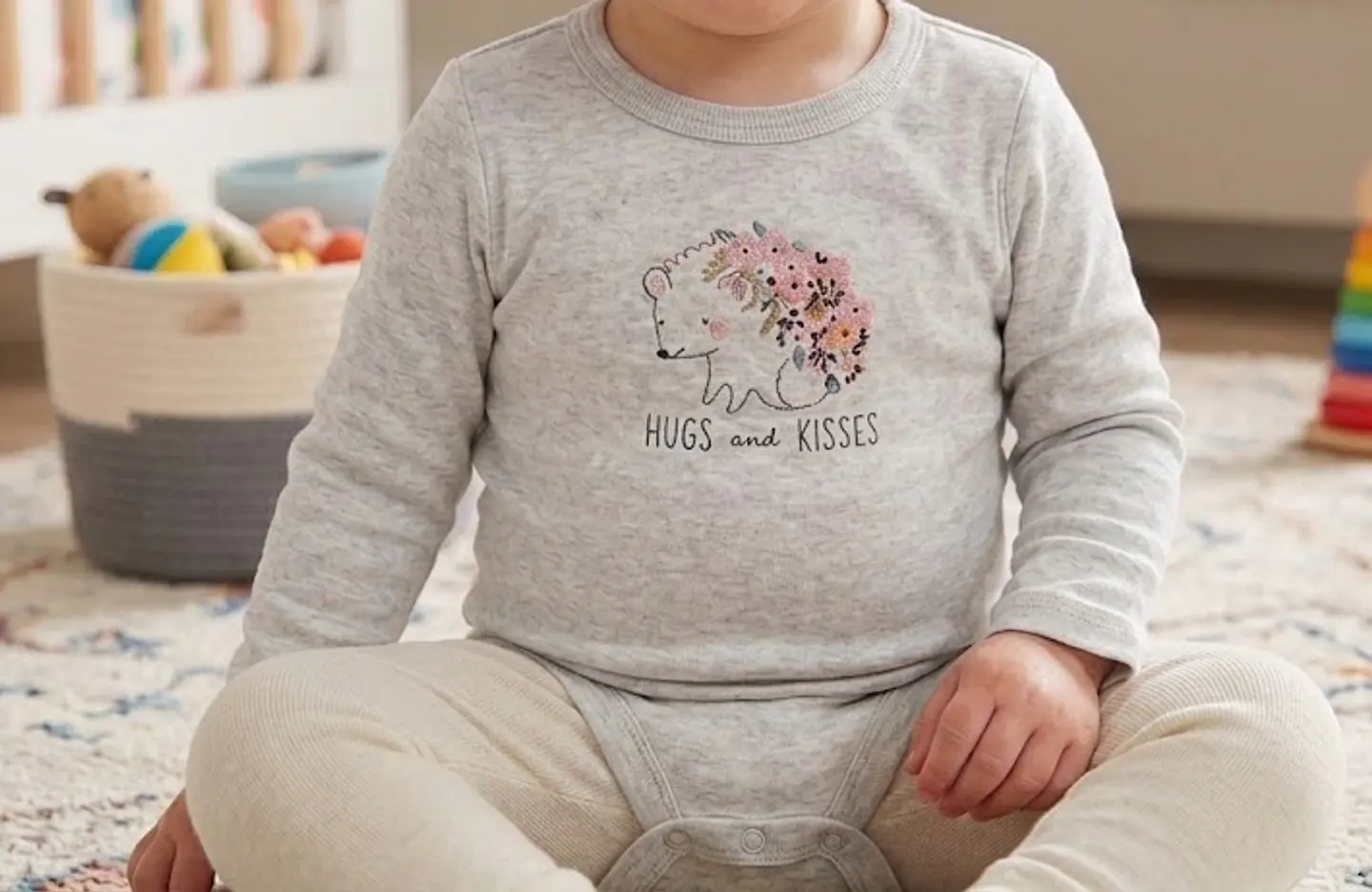 Body Manga Larga Carter's de Erizo con Flores / Unisex – Talla 24 Meses 4