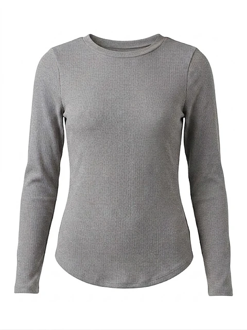 Polera Manga Larga de Algodón Rib No Boundaries GRIS – Talla L/11-13 (NUEVO)