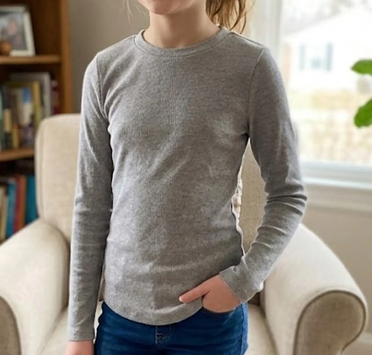 Polera Manga Larga de Algodón Rib No Boundaries GRIS – Talla L/11-13 (NUEVO) 4