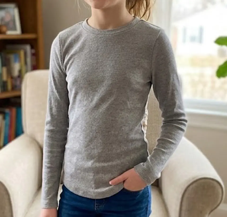 Polera Manga Larga de Algodón Rib No Boundaries GRIS – Talla L/11-13 (NUEVO) 4