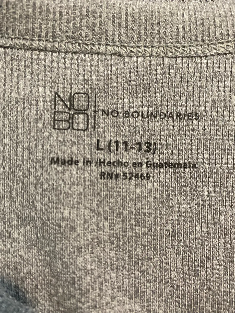 Polera Manga Larga de Algodón Rib No Boundaries GRIS – Talla L/11-13 (NUEVO) 6