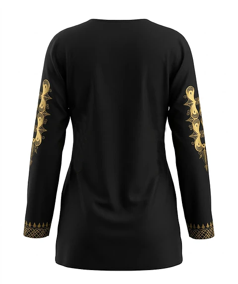 Túnica Blusa Elegante con Diseños Dorados - Talla XL