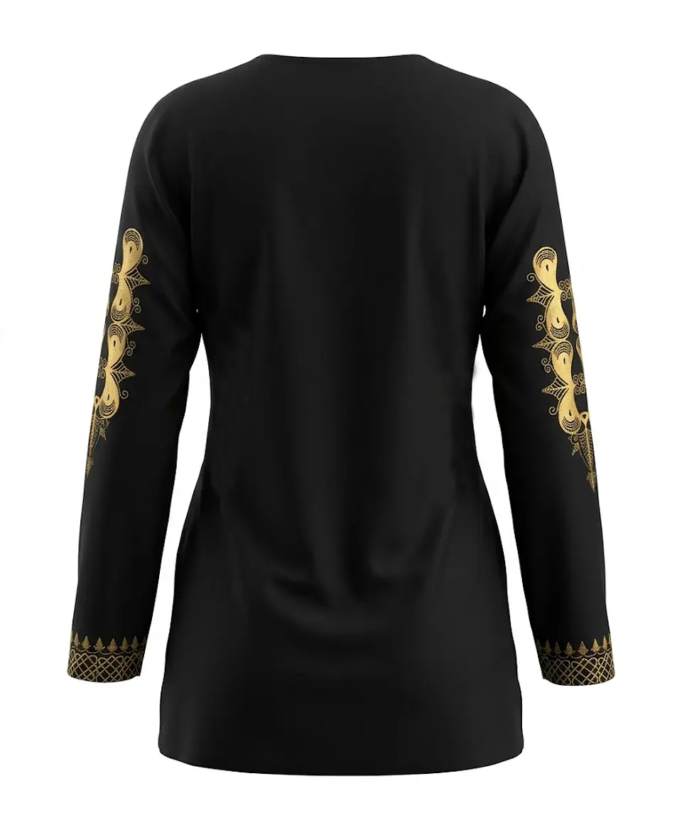 Túnica Blusa Elegante con Diseños Dorados - Talla XL 2