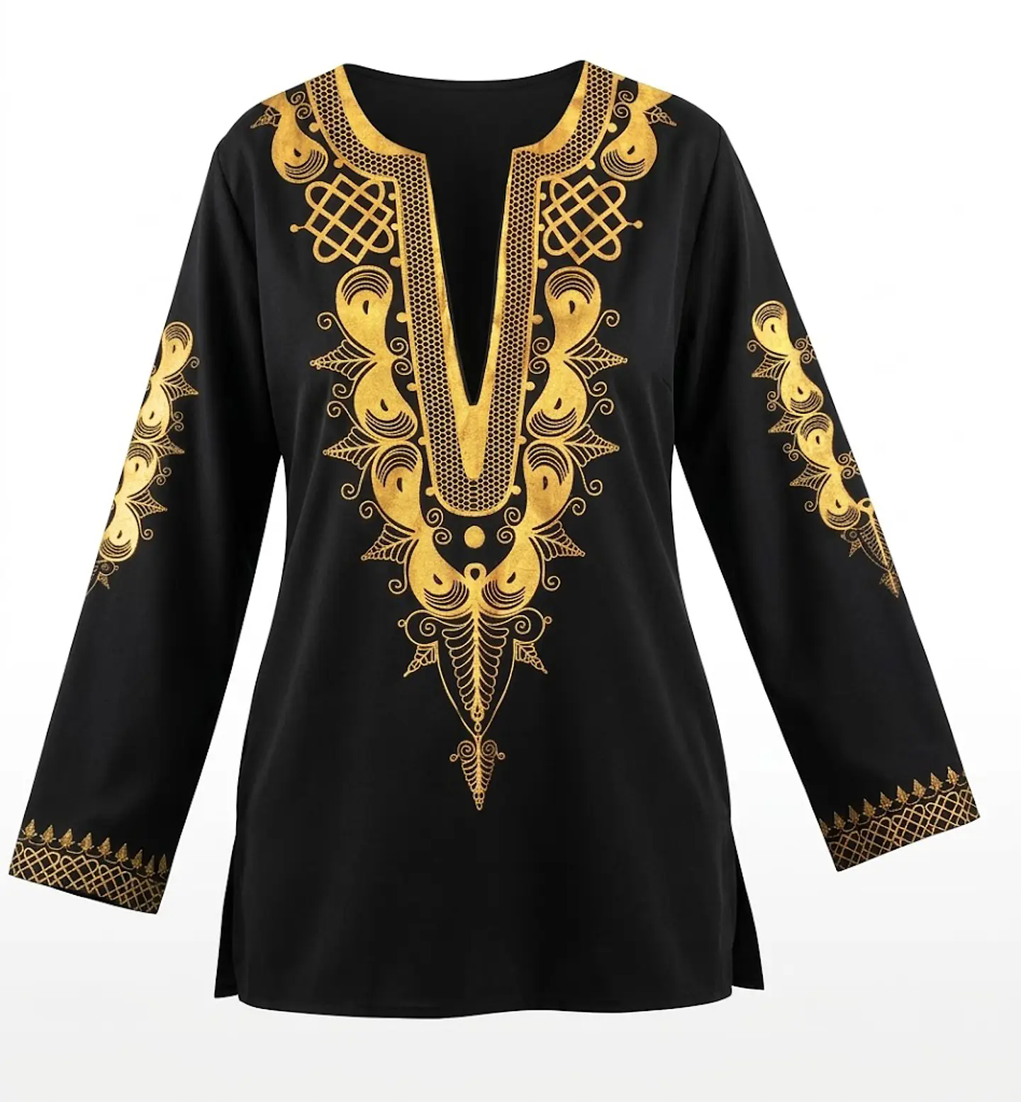 Túnica Blusa Elegante con Diseños Dorados - Talla XL 1