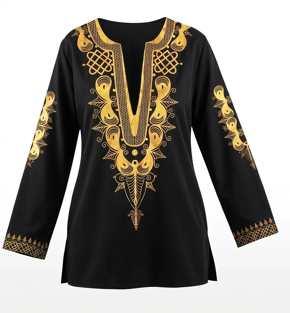 Túnica Blusa Elegante con Diseños Dorados - Talla XL 1