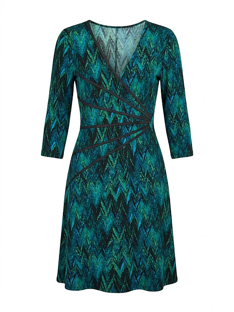 Vestido Privilege – Chevron Emerald & Blue - Talla 44