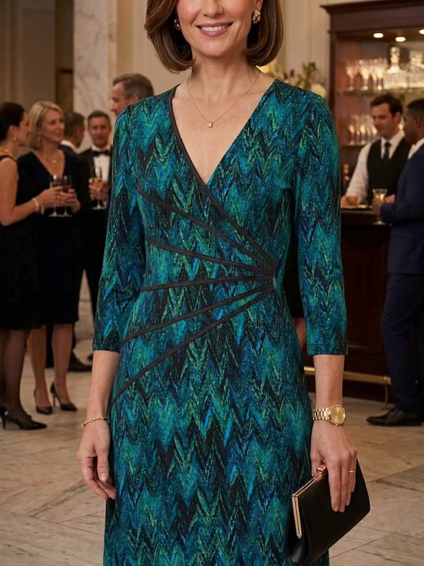 Vestido Privilege – Chevron Emerald & Blue - Talla 44 4