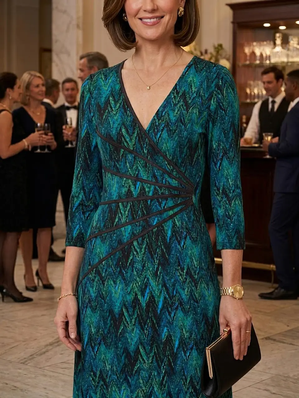 Vestido Privilege – Chevron Emerald & Blue - Talla 44 4