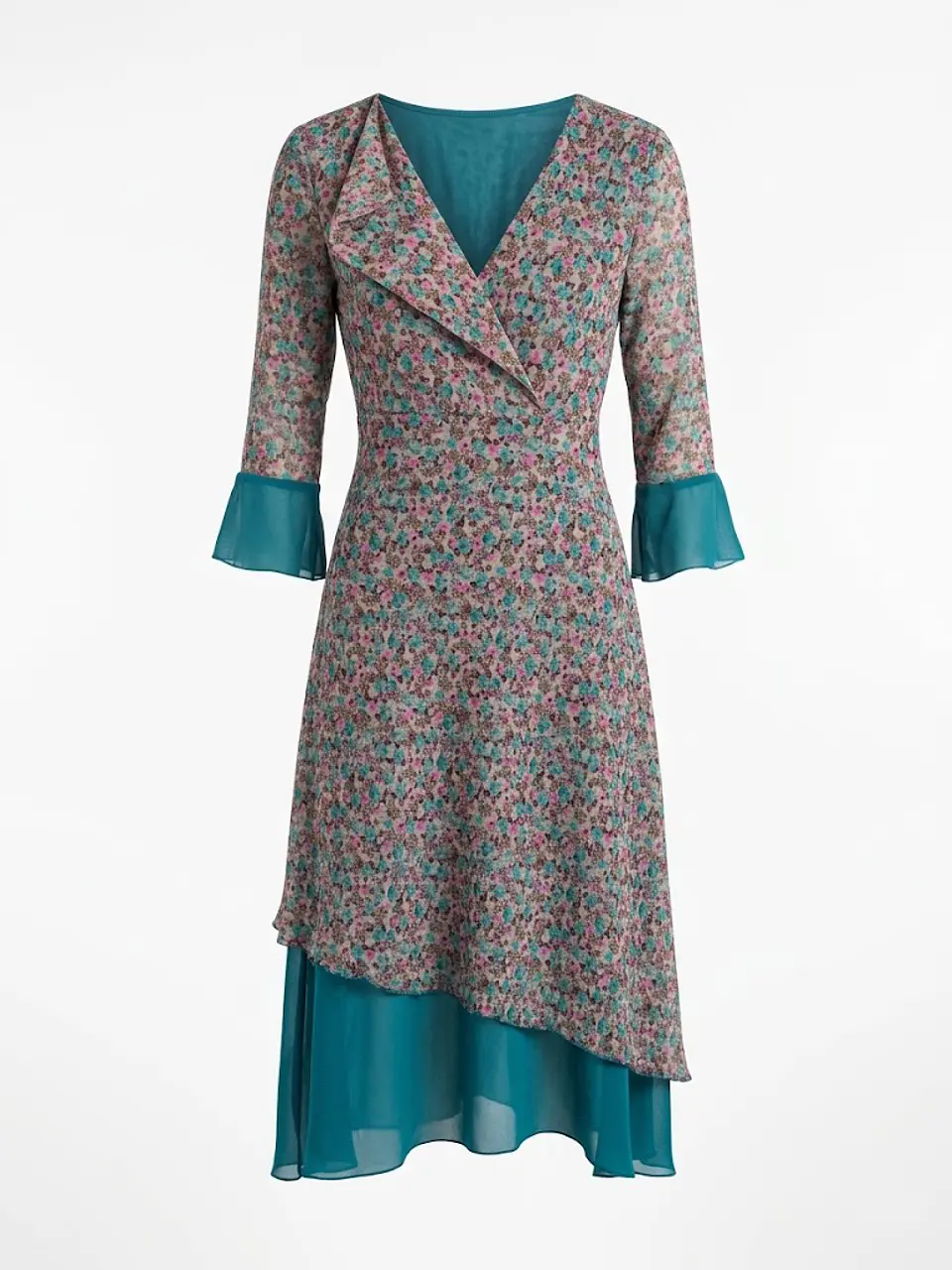 Vestido Tatienne – Romantic Floral & Teal Mesh - Talla L 1