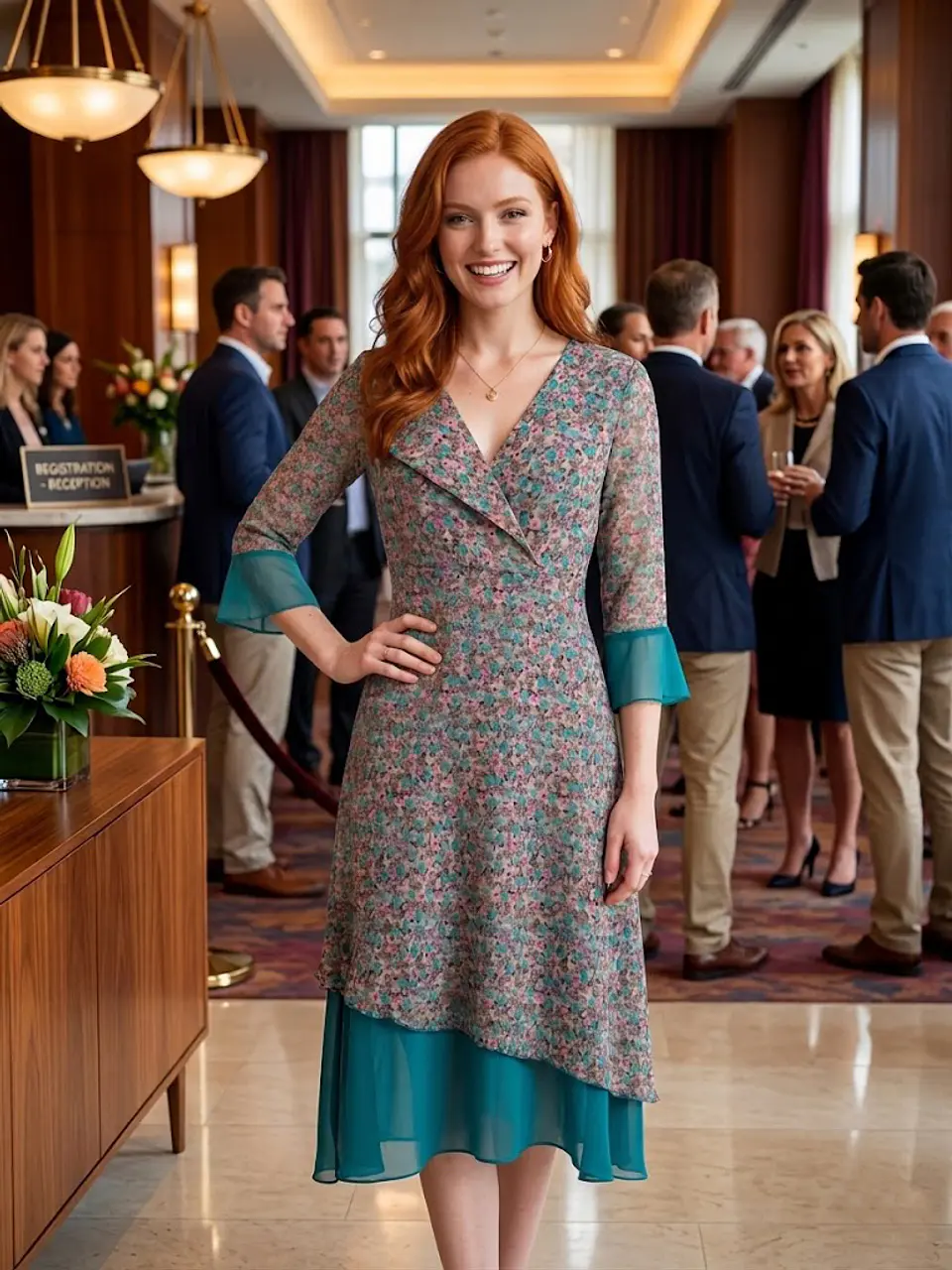 Vestido Tatienne – Romantic Floral & Teal Mesh - Talla L 3
