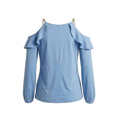Blusa Michael Kors – Cold Shoulder con Cadenas Doradas - Talla 2X (XXL)