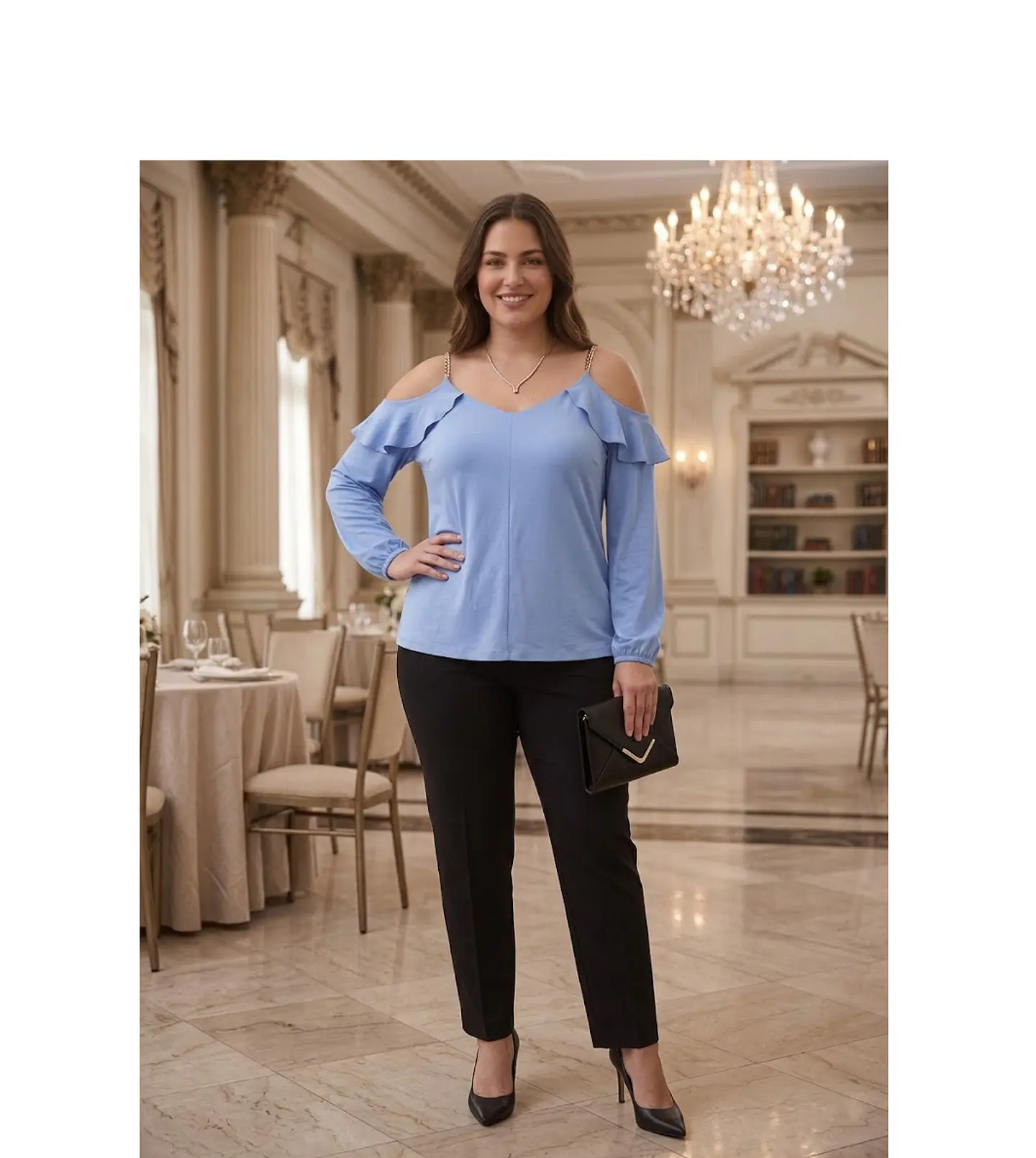 Blusa Michael Kors – Cold Shoulder con Cadenas Doradas - Talla 2X (XXL) 3