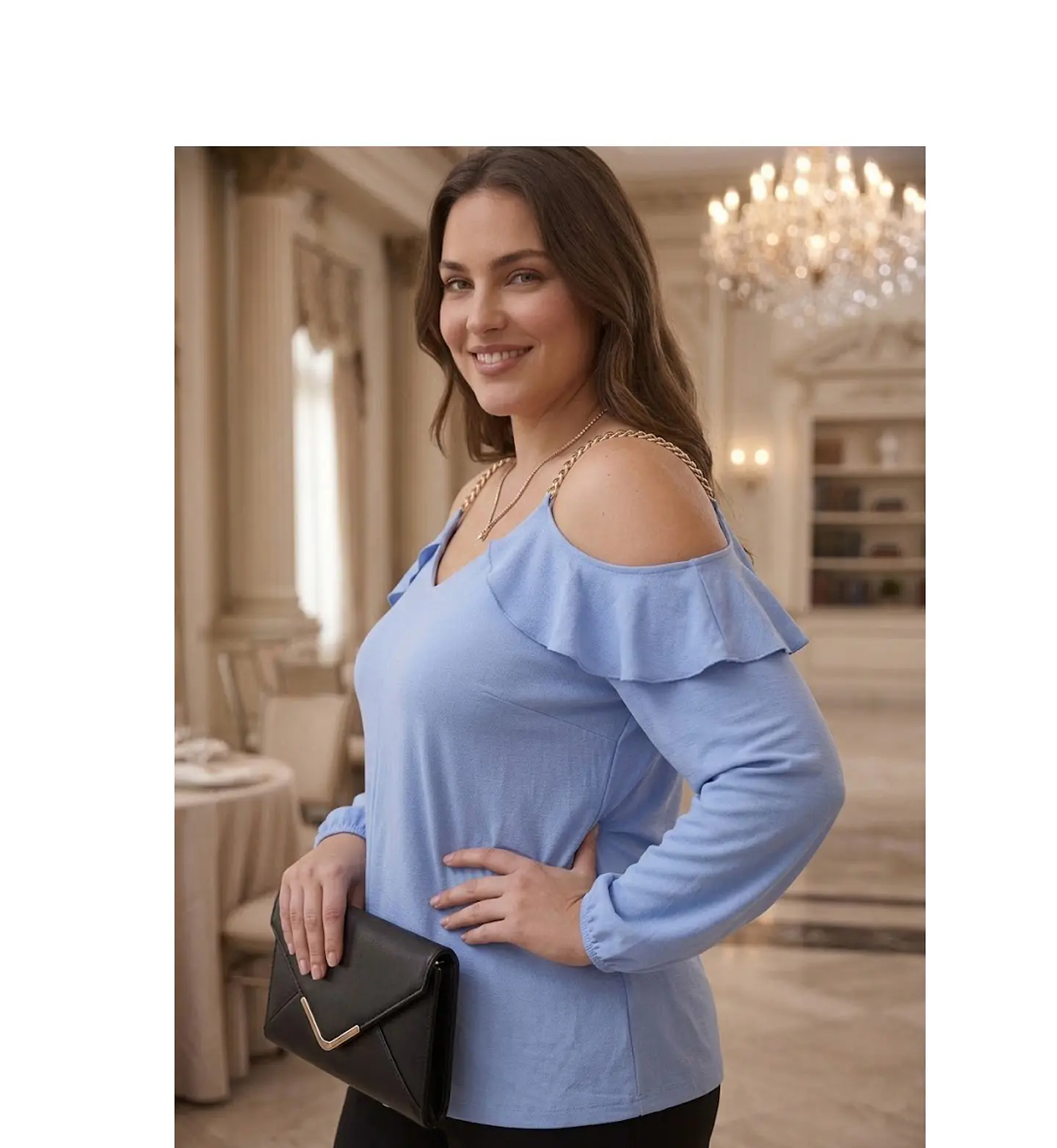 Blusa Michael Kors – Cold Shoulder con Cadenas Doradas - Talla 2X (XXL) 4