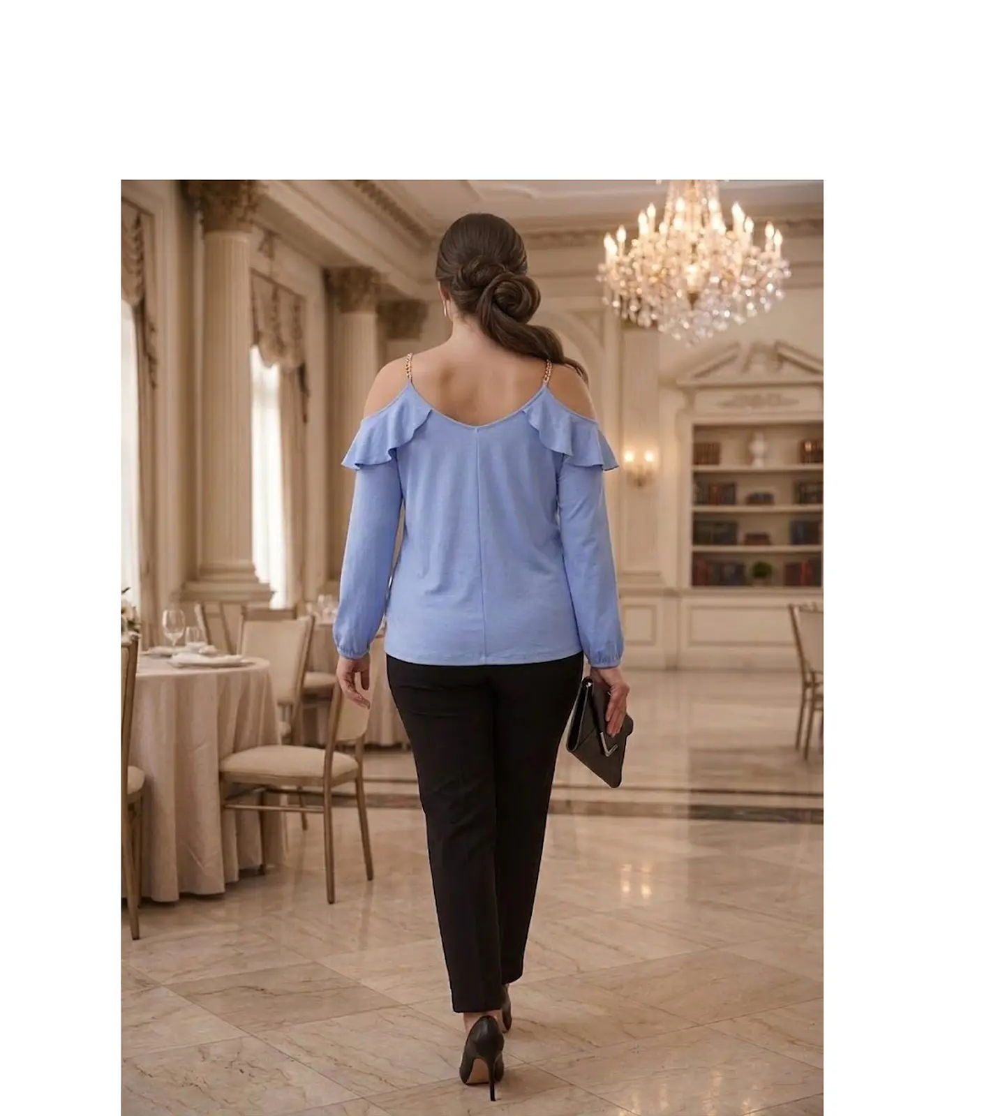 Blusa Michael Kors – Cold Shoulder con Cadenas Doradas - Talla 2X (XXL) 5