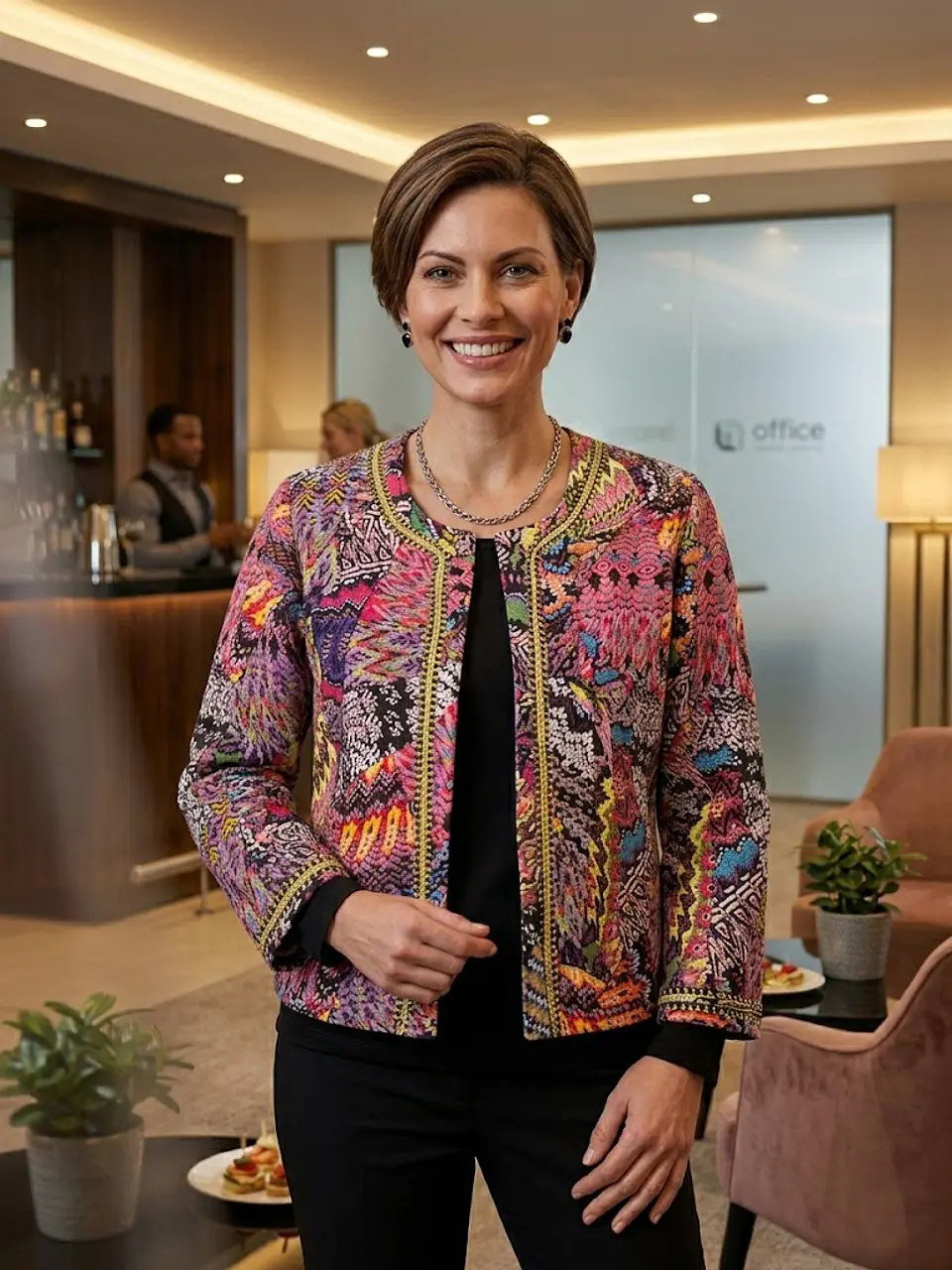 Chaqueta Blazer Étnica Multicolor – Estilo, Contraste y Brillo - Talla S/M 3