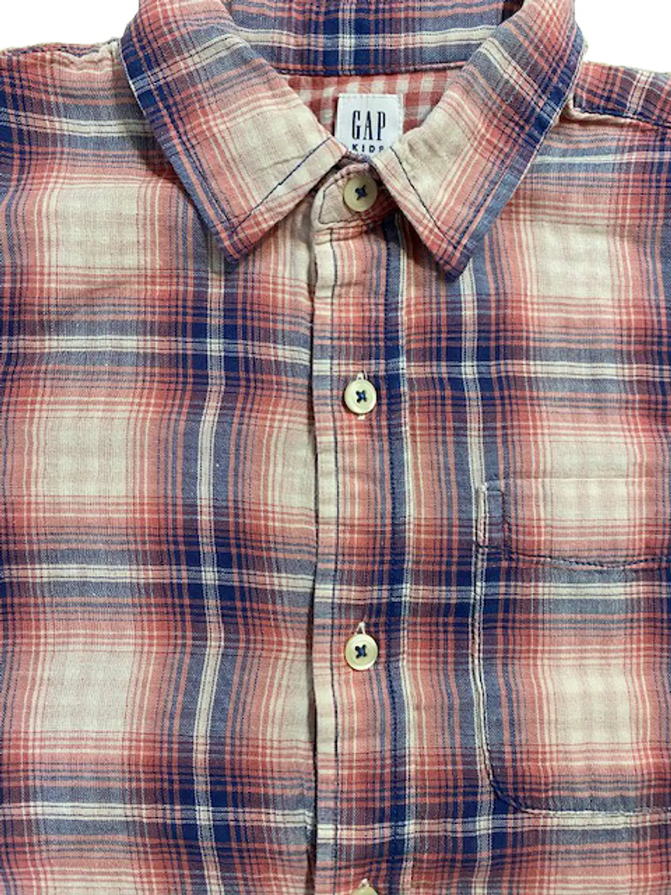 Camisa de Algodón GAP Kids a Cuadros – Estilo Clásico y Confort Diario - Talla M / 8-9 8