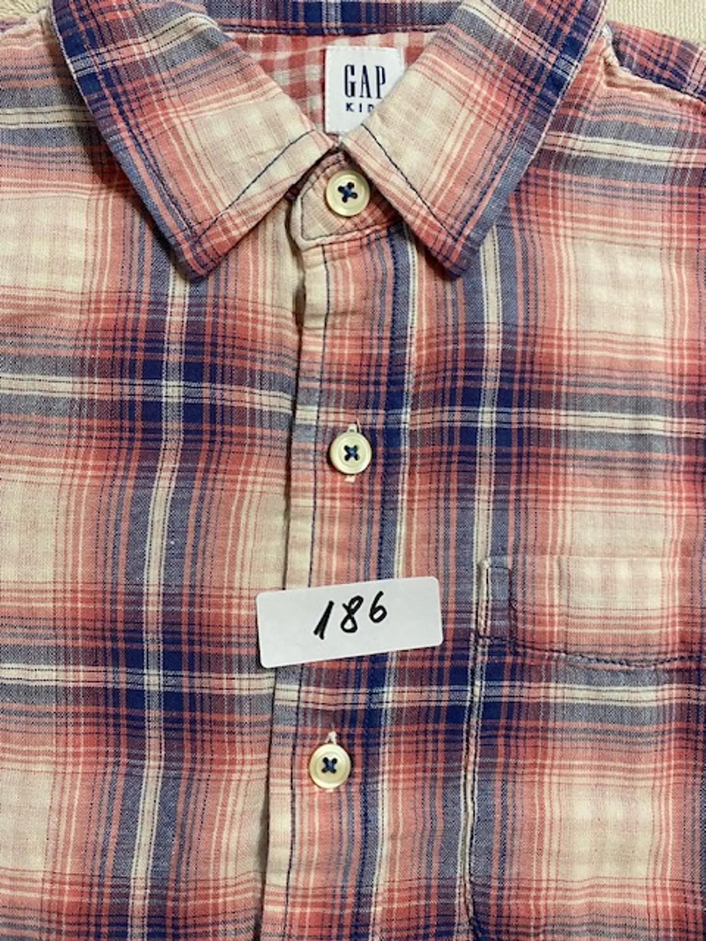 Camisa de Algodón GAP Kids a Cuadros – Estilo Clásico y Confort Diario - Talla M / 8-9 18