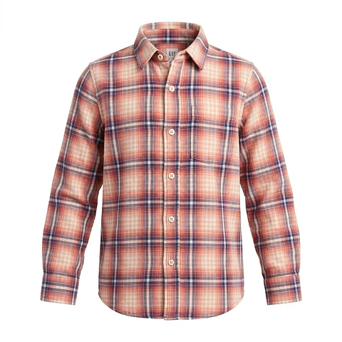 Camisa de Algodón GAP Kids a Cuadros – Estilo Clásico y Confort Diario - Talla M / 8-9