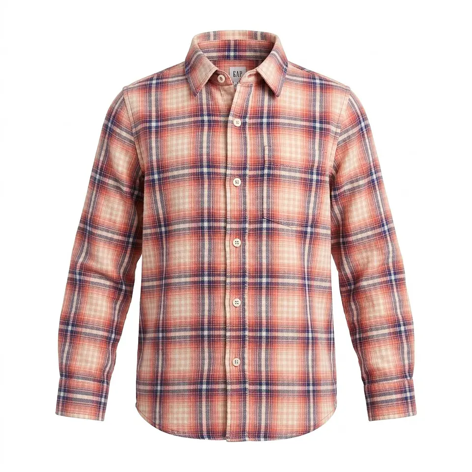 Camisa de Algodón GAP Kids a Cuadros – Estilo Clásico y Confort Diario - Talla M / 8-9 1