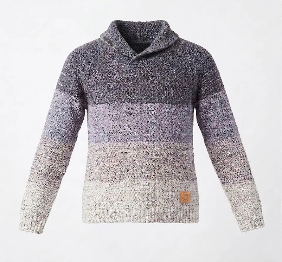 Sweater Colloky Tejido a Rayas Degradé – Estilo Confortable e Invernal - Talla 8 1
