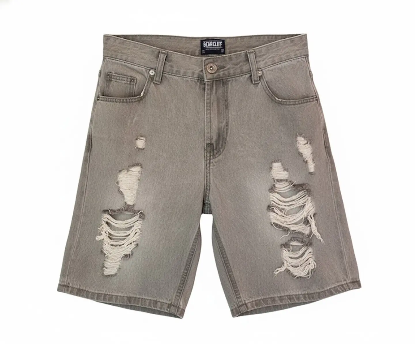 Short Mezclilla Hombre Bearcliff Bermuda Jeans con Destrozos Gris Talla 44 (USA 32) 1