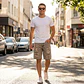 Short Mezclilla Hombre Bearcliff Bermuda Jeans con Destrozos Gris Talla 44 (USA 32) - Miniatura 3