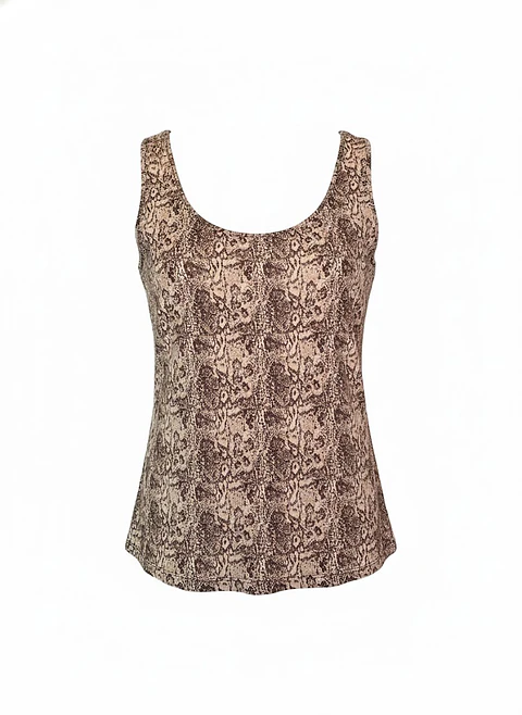 Polera Piel Serpiente Mujer Basement Basic Sin Mangas Café Talla M