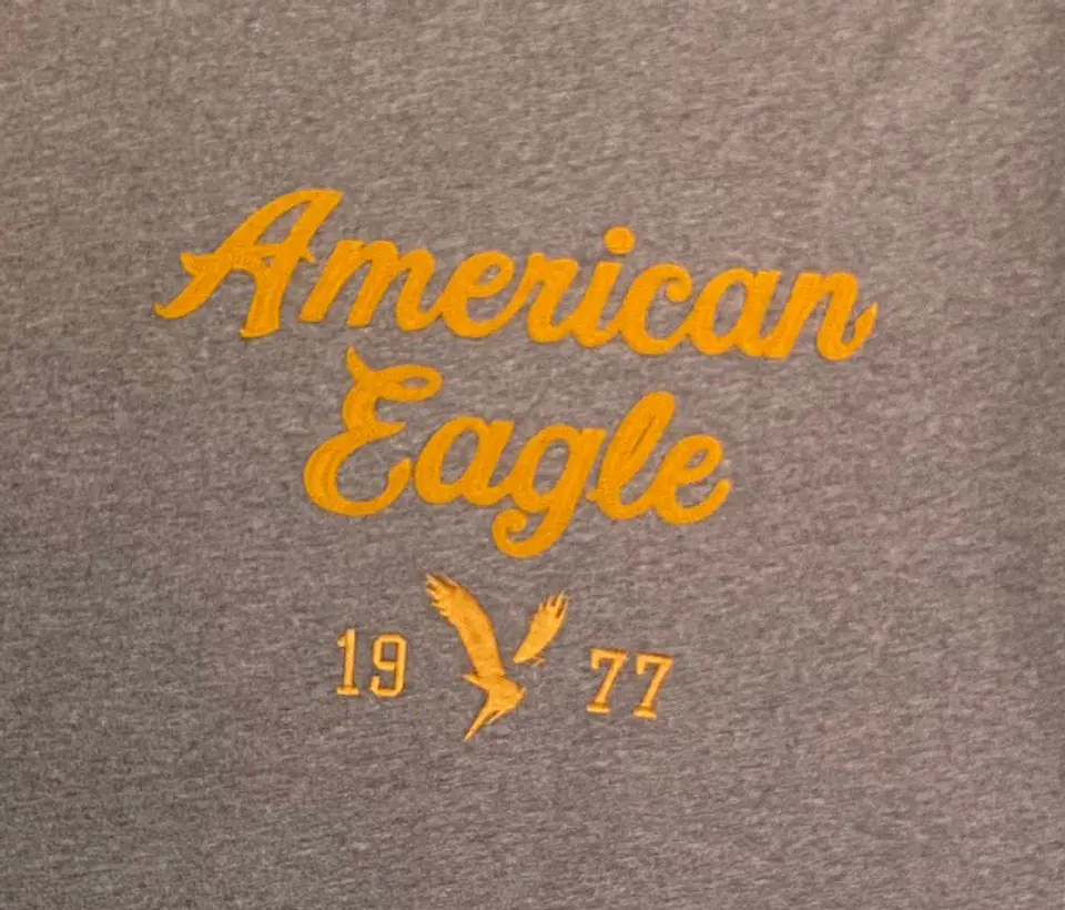 Polera Hombre American Eagle Gris Jaspeada con Estampado Talla XL 6