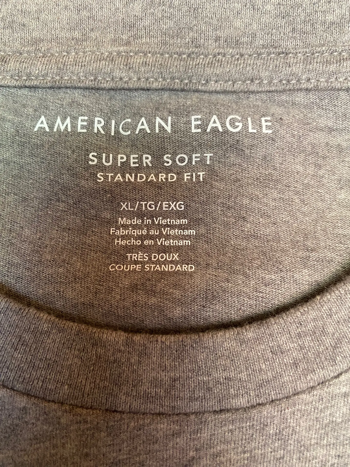 Polera Hombre American Eagle Gris Jaspeada con Estampado Talla XL 7
