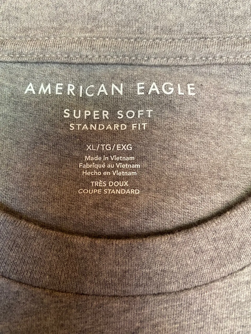 Polera Hombre American Eagle Gris Jaspeada con Estampado Talla XL 7
