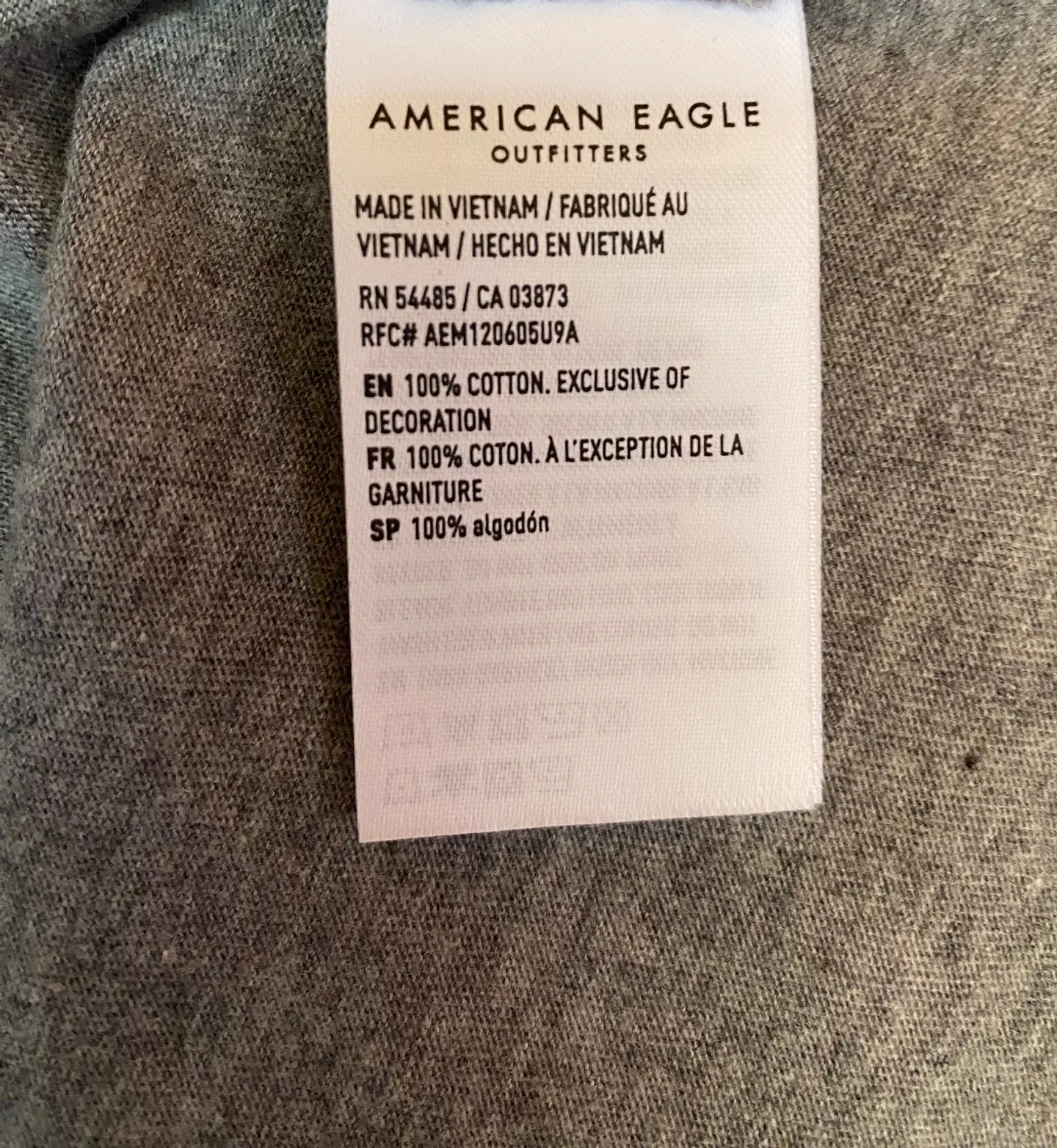 Polera Hombre American Eagle Gris Jaspeada con Estampado Talla XL 8
