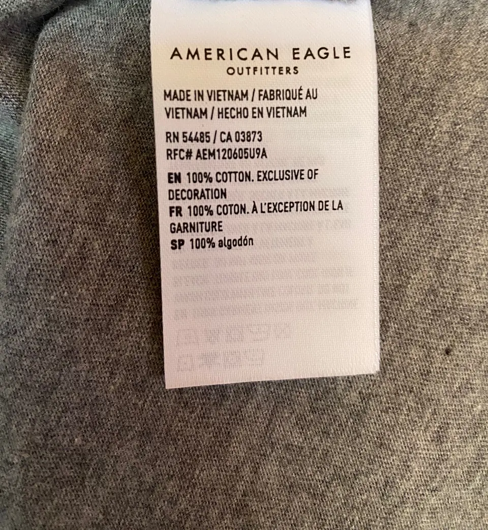 Polera Hombre American Eagle Gris Jaspeada con Estampado Talla XL 8