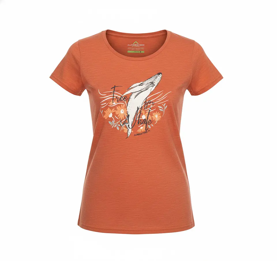 Polera Mujer Alpinextrem Terracota Estampado Ballena Talla S 1