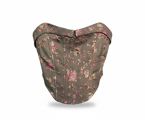 Corset Fiesta Mujer Brocado Floral Strapless Talla XS