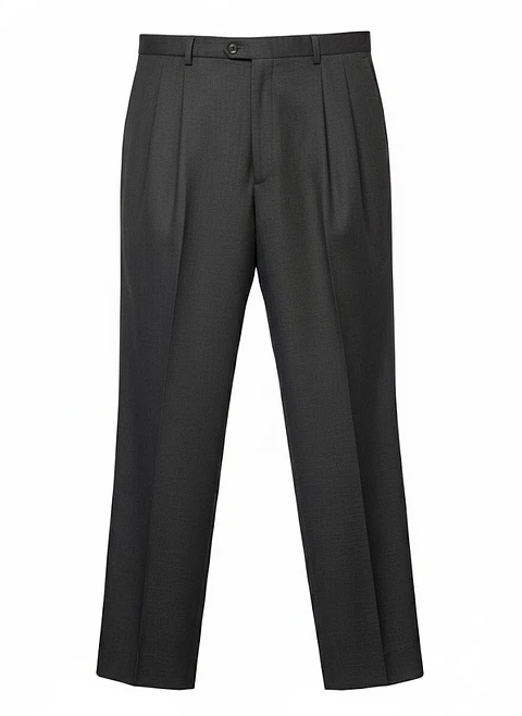 Pantalón de Vestir Hombre Gris Oscuro de Calce Clásico con Pliegues Talla XXL