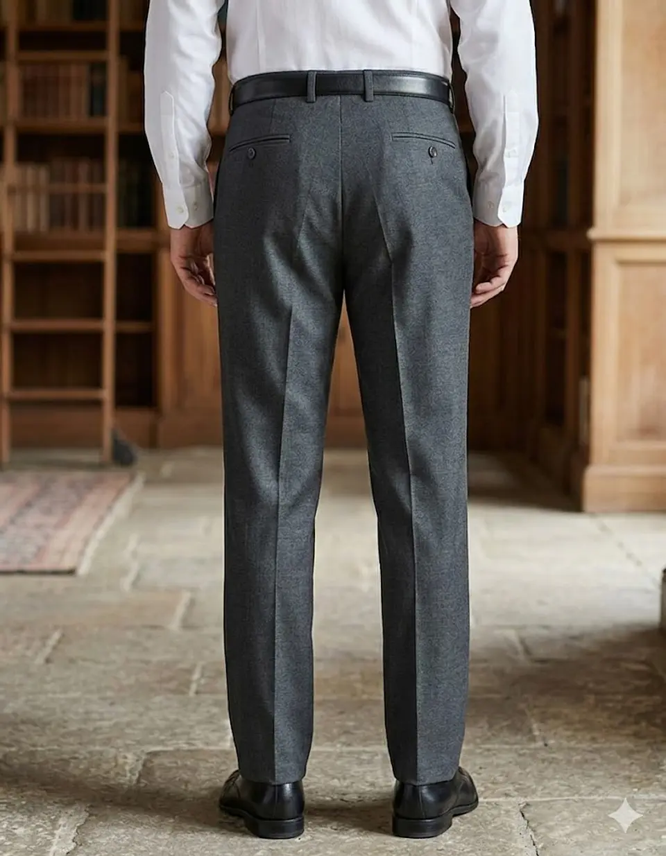 Pantalón de Vestir Hombre Gris Oscuro de Calce Clásico con Pliegues Talla XXL 4
