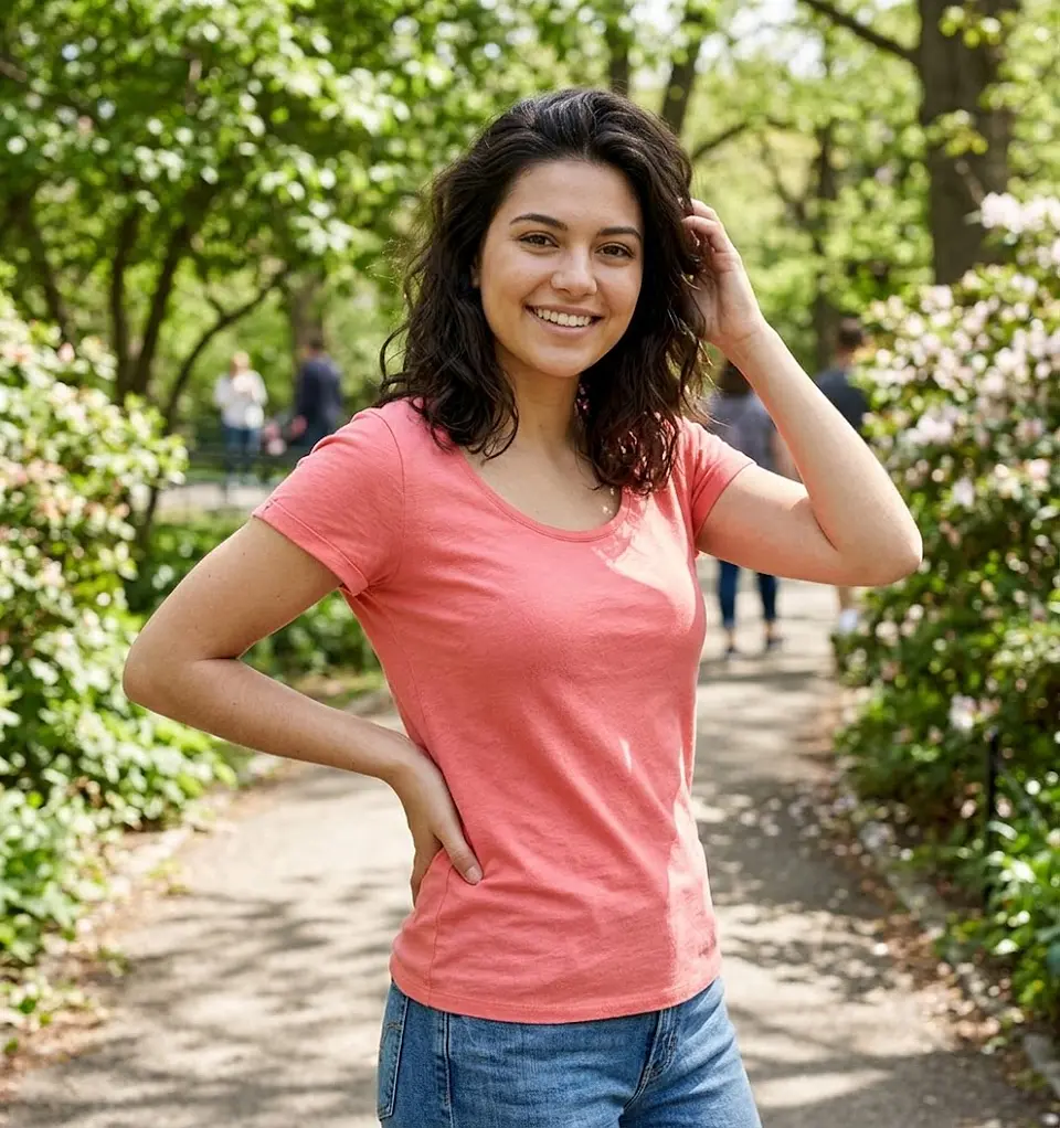 Polera Mujer American Eagle Coral Básica Talla M 3