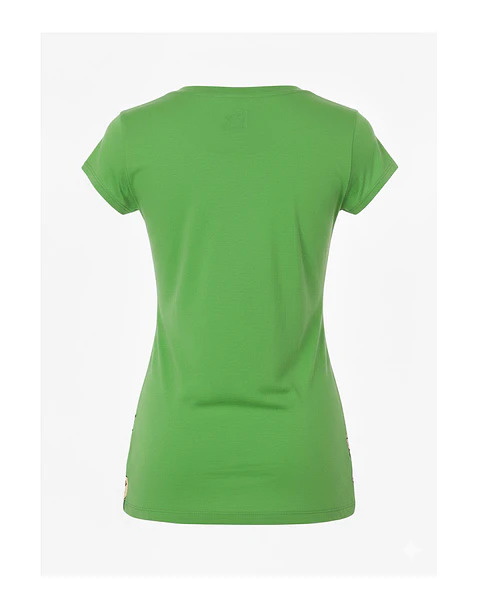 Polera Disney Mujer Campanita Tinkerbell Verde Cuello V Talla S