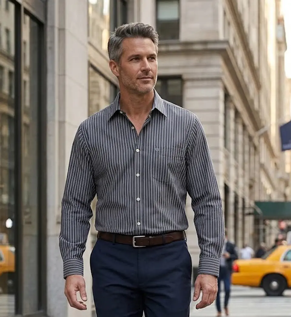 Camisa Hombre Guy Laroche Regular Fit Rayas Negro y Blanco Talla L 3