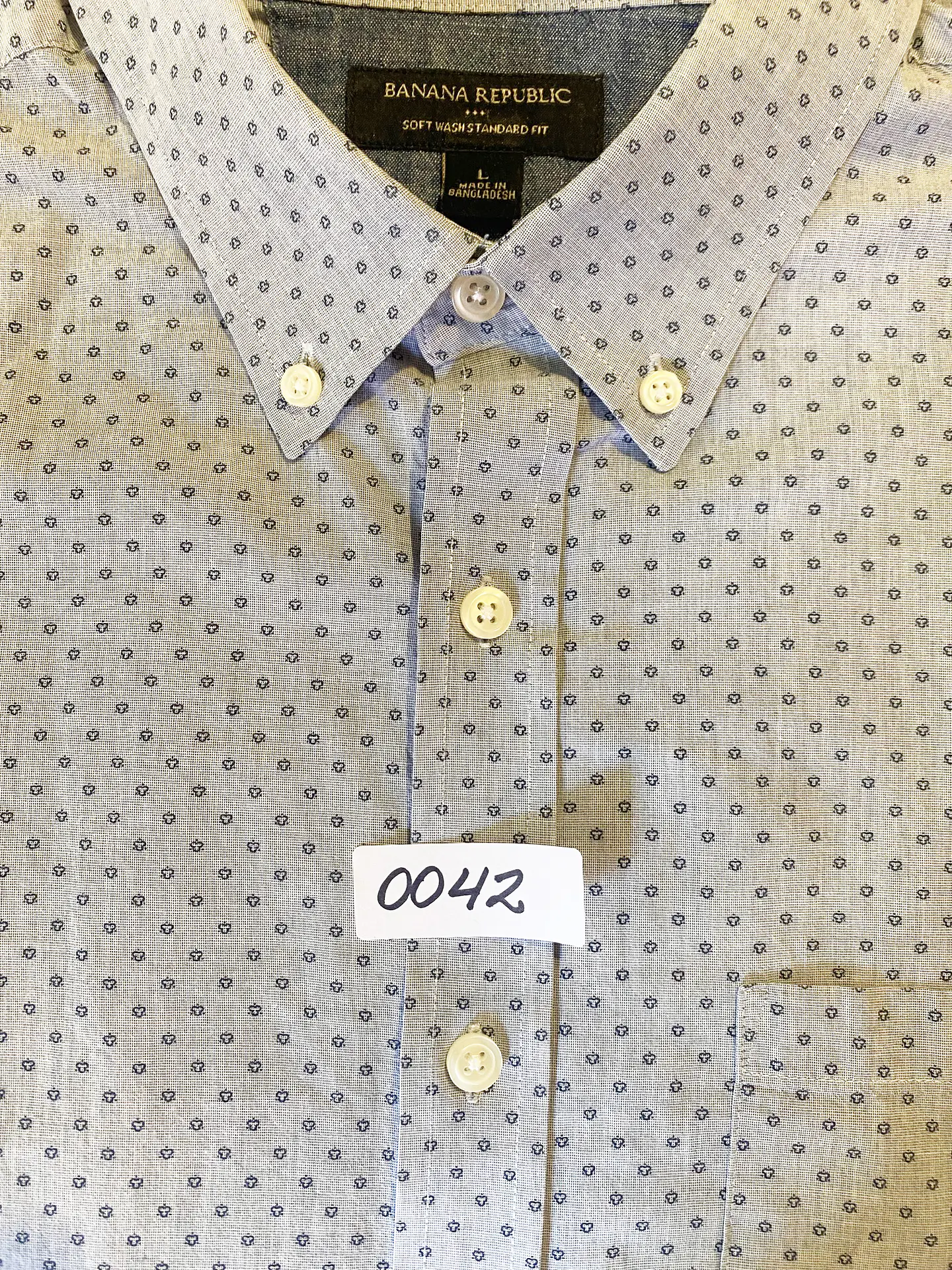 Camisa Casual Hombre Banana Republic Soft Wash Estampada Talla L 12