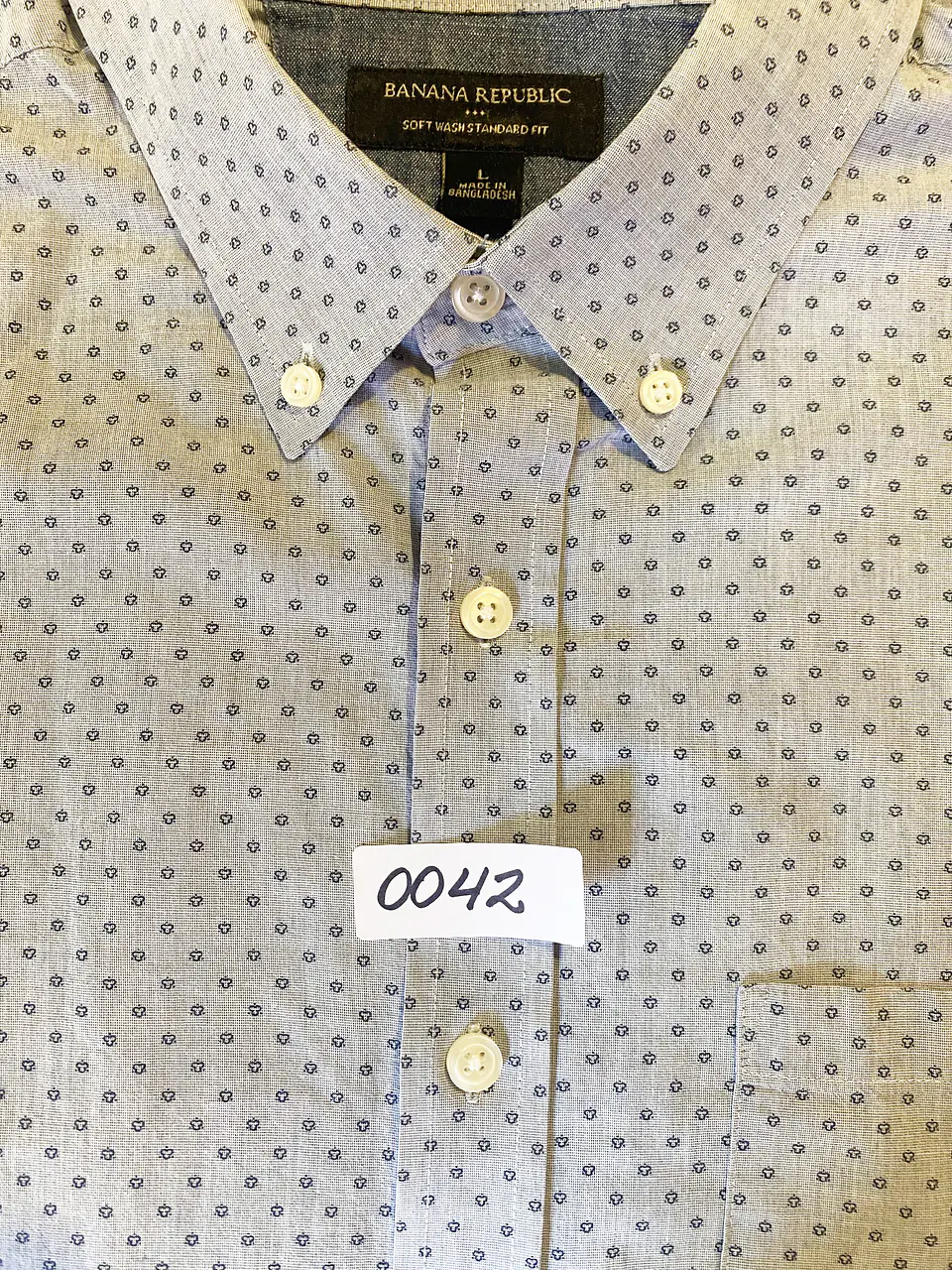 Camisa Casual Hombre Banana Republic Soft Wash Estampada Talla L 12