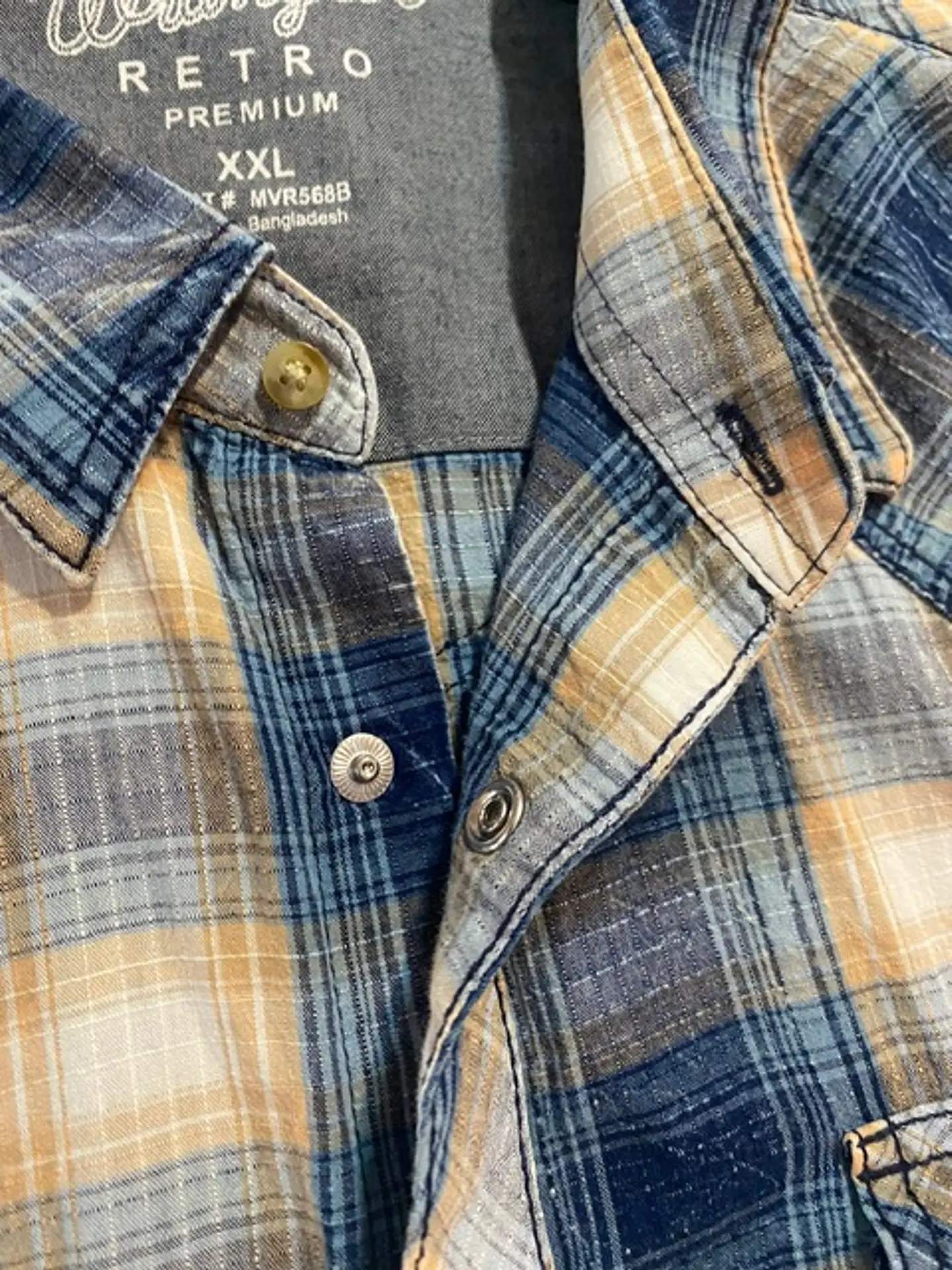 Camisa Vaquera Hombre Wrangler Retro Premium Cuadros Talla XXL 12