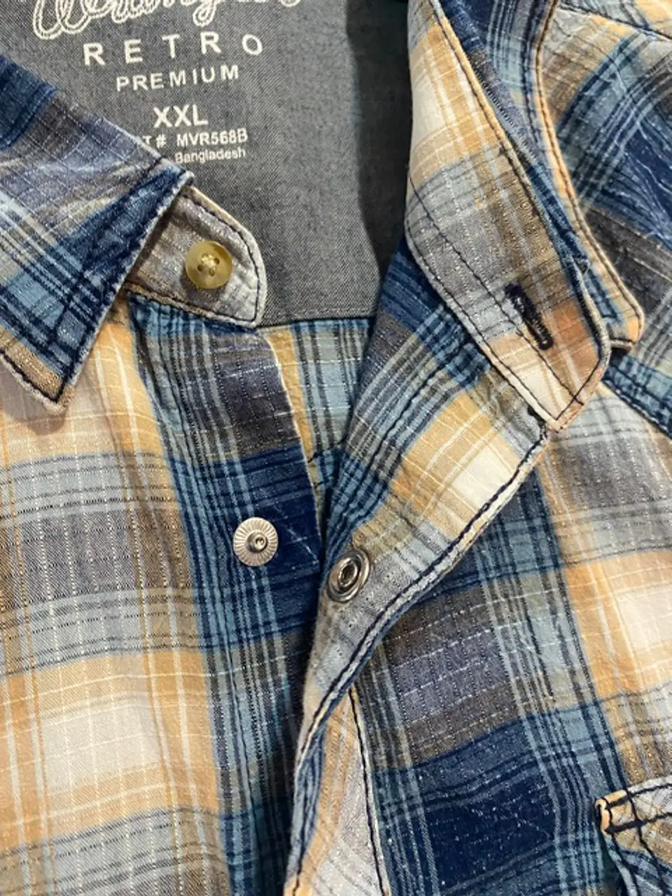 Camisa Vaquera Hombre Wrangler Retro Premium Cuadros Talla XXL 12