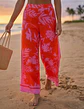 Pantalón Palazzo Mujer Sienna Sky Floreado Fucsia Y Rojo Talla S - Miniatura 4