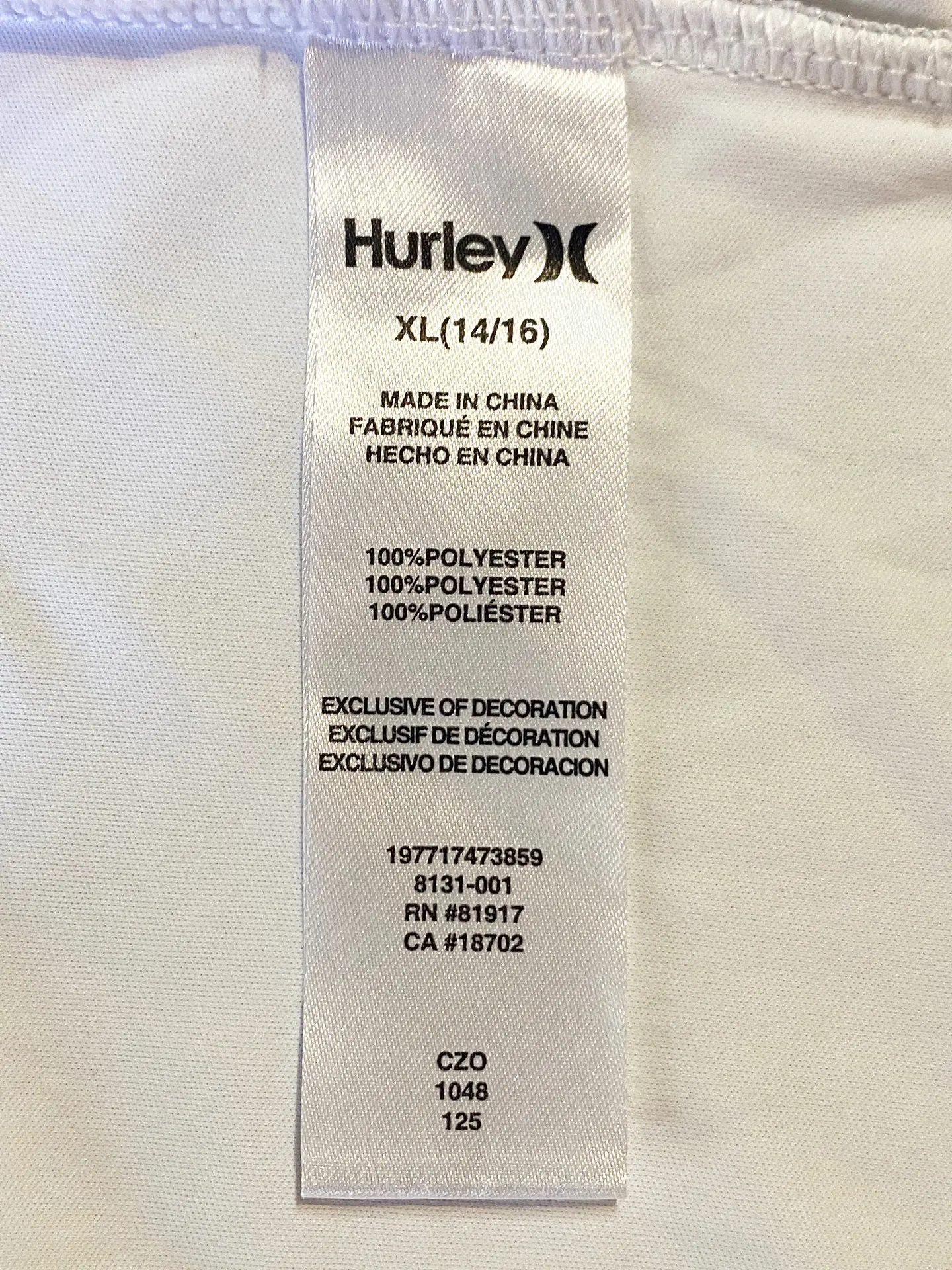 Polera Niño Hurley Sunscreen (UPF 50+) Manga Larga Talla XL (14/16) 9