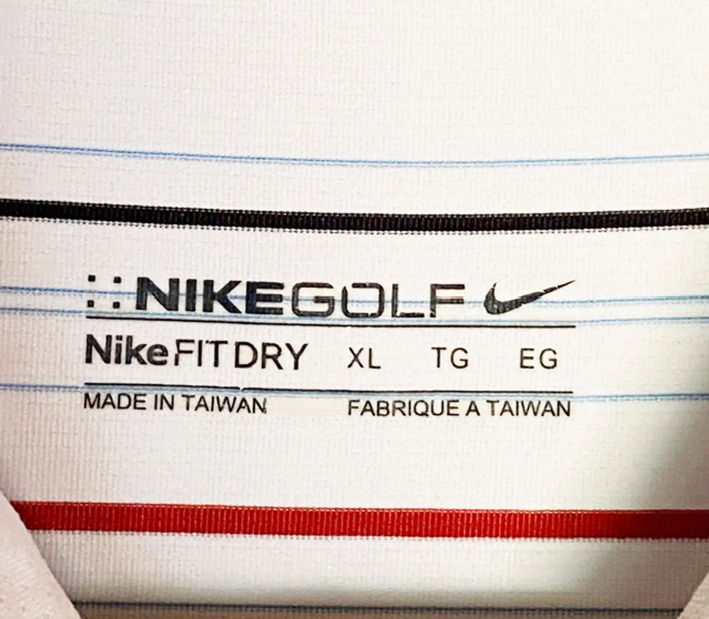 Polera Tipo Polo Hombre Nike Golf Original Rayada Blanca Talla XL 6